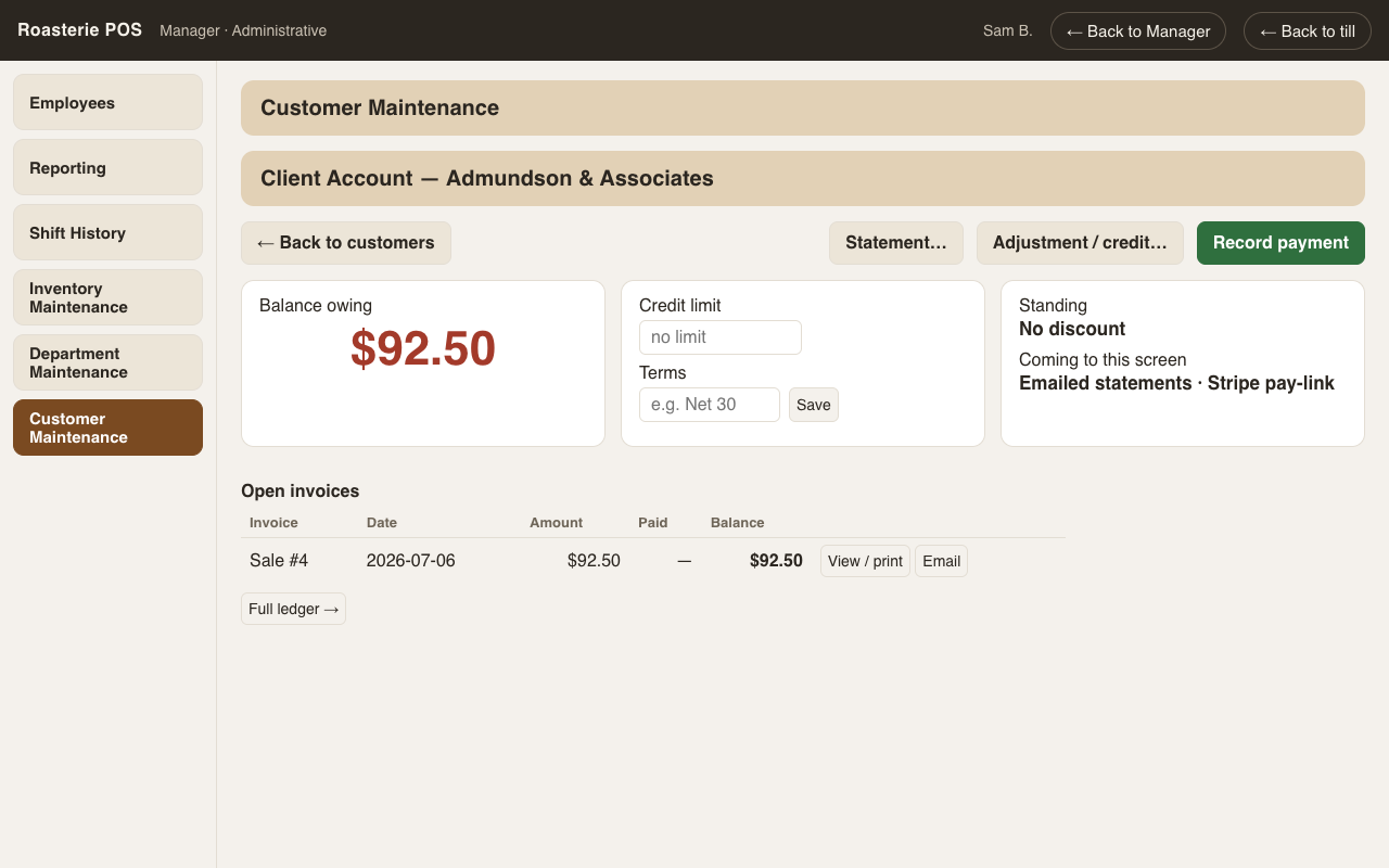 The client-account workspace