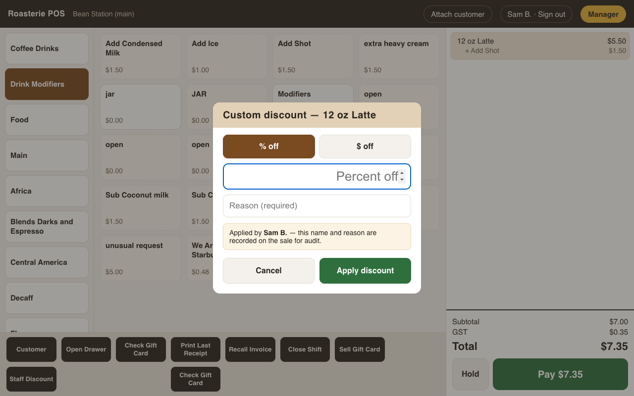 Custom discount