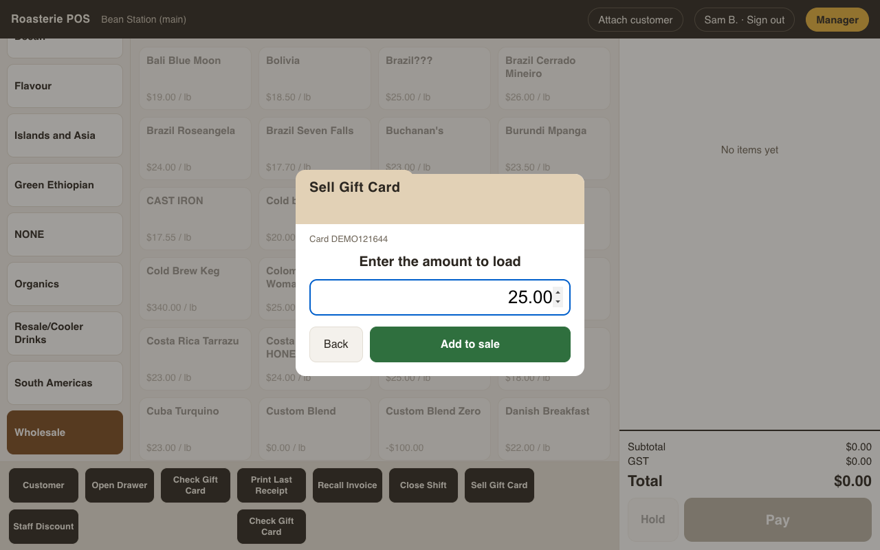 Selling a gift card