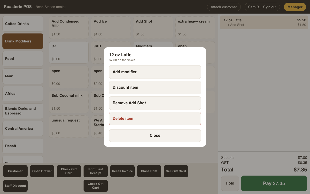 The line menu