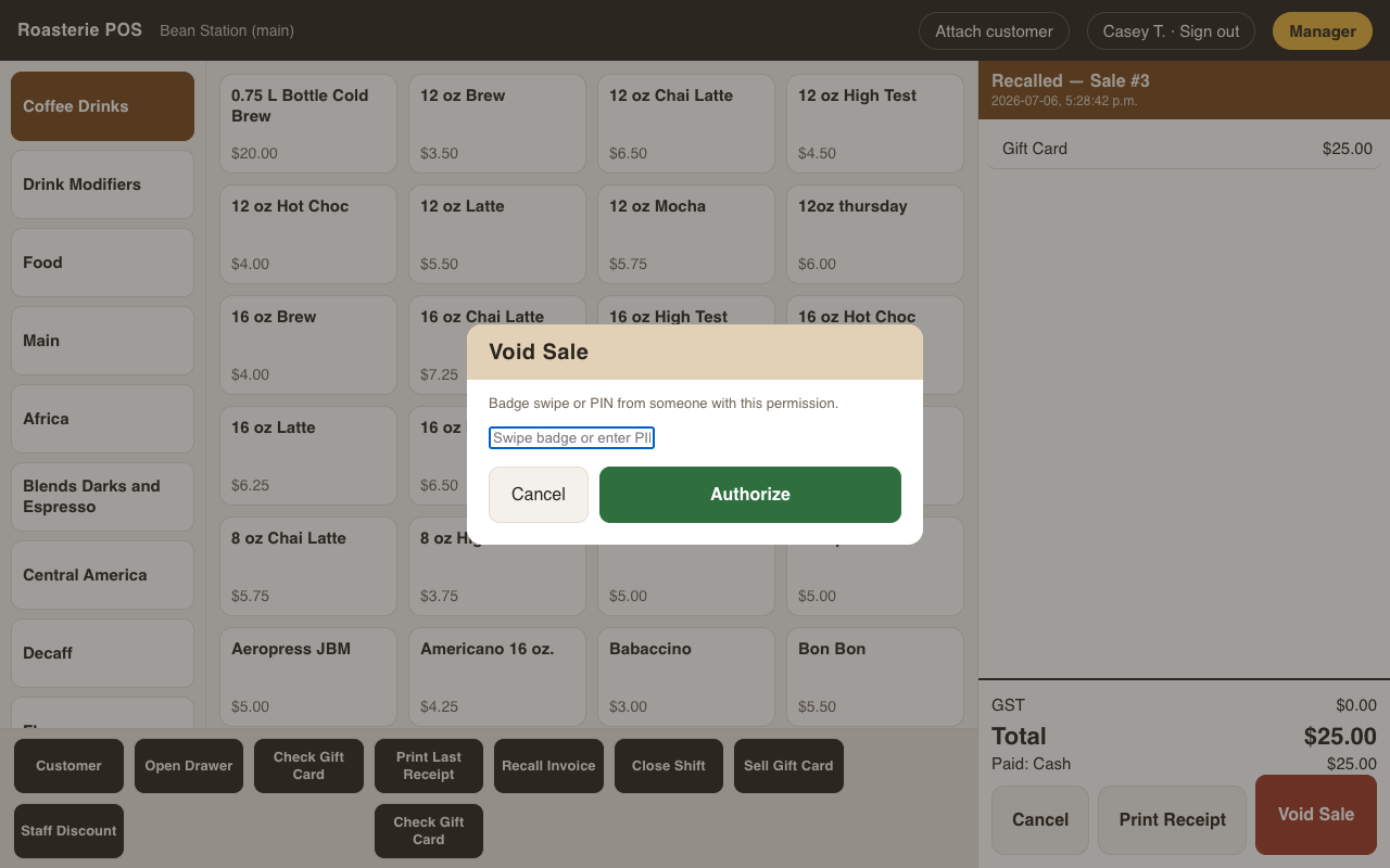 The gate — asking for an authorizing swipe