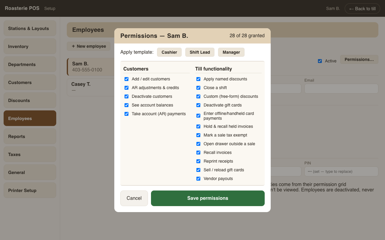 The permission grid