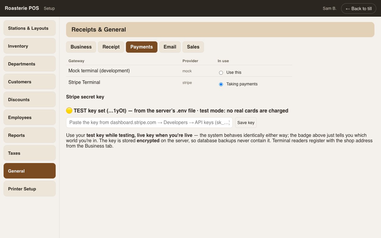 Setup → General → Payments