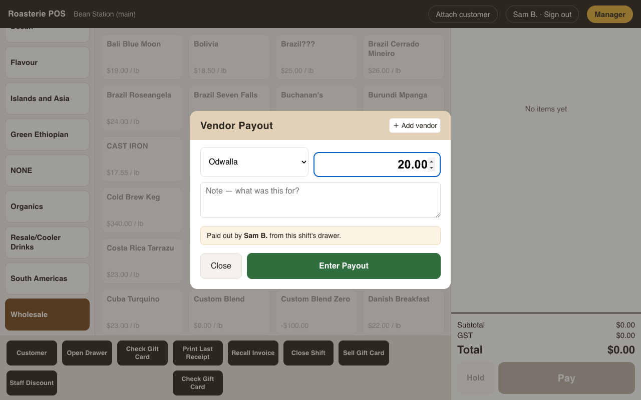 Vendor payout