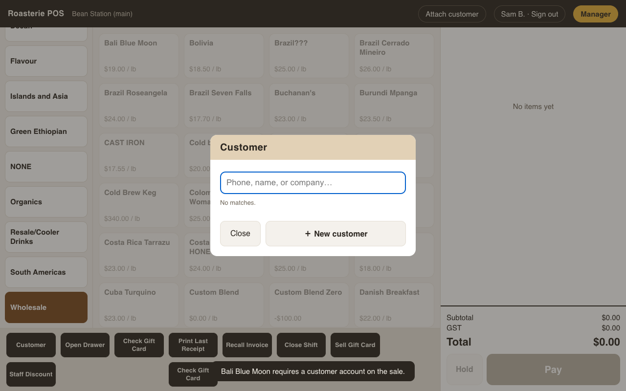 Wholesale asks for the account first